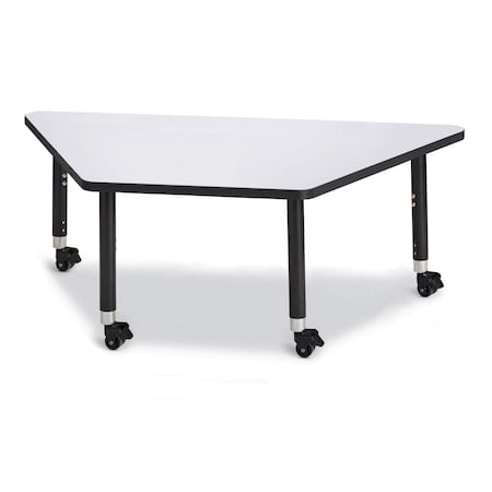 Jonti-Craft Berries Trapezoid Activity Tables, 30 in. x 60 in., Mobile, Freckled Gray/Black/Black 6443JCM180